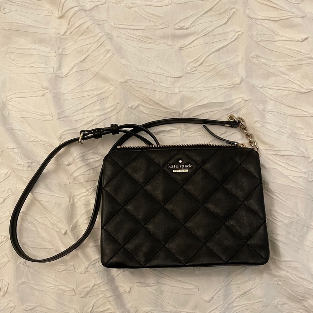 Kate spade black quilted leather crossbody bag